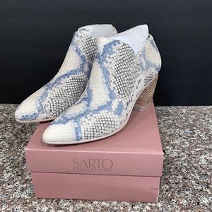 Franco Sarto Karson 2 booties denim snakeskin